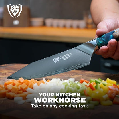 Chef Knife - 8 Inch - Valhalla Series - Premium 9CR18MOV HC Steel - Celestial Resin & Wood Handle - Razor Sharp - Kitchen Cooking Chef'S Knife - Leather Sheath5