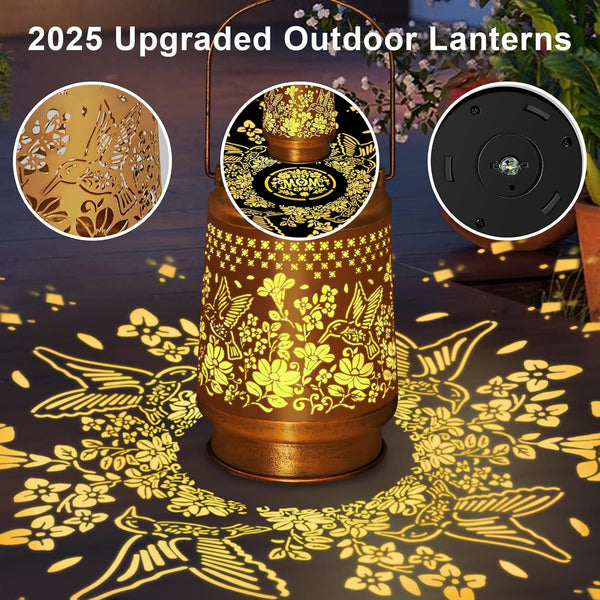 Solar Garden Lights Outdoor Decor, Hummingbird Lantern with Shepherd Hook3