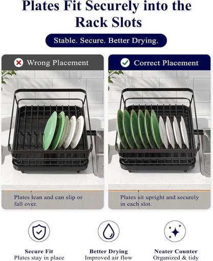 Dish Drying Rack for Kitchen Counter, 12''W X 15.5''L, Black7