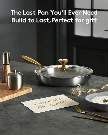 Titanium Pans for Cooking, Ø12In with Lid, Au Grantin Pan | Hammered Chef-Grade Design | Pfas/Pfoa/Ptfe-Free | Induction, Dishwasher & Oven-Safe3