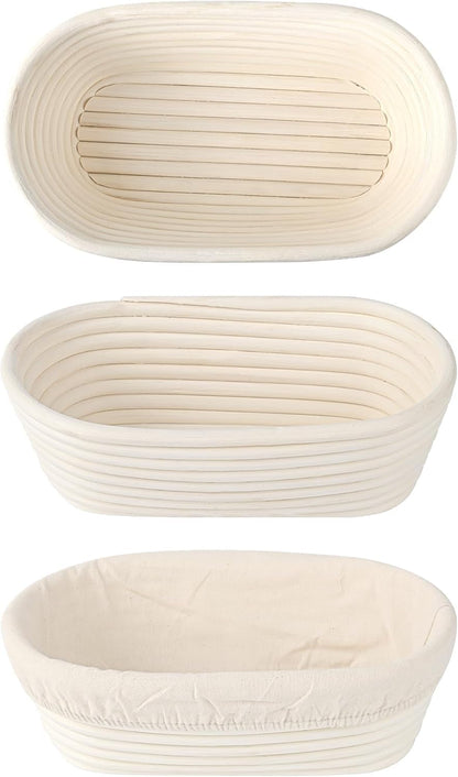 " Premium round Bread Banneton Basket with Liner - Perfect Brotform Proofing Basket for Making Beautiful Bread (10"" Oval (2X Count))"2