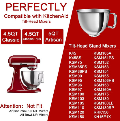 5QT Mixer Bowl for All Kitchenaid 4.5-5QT Tilt-Head Stand Mixers5