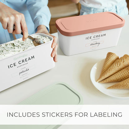 Set of 2 Reusable Ice Cream Tub Containers 2 Quart Each with Lids3
