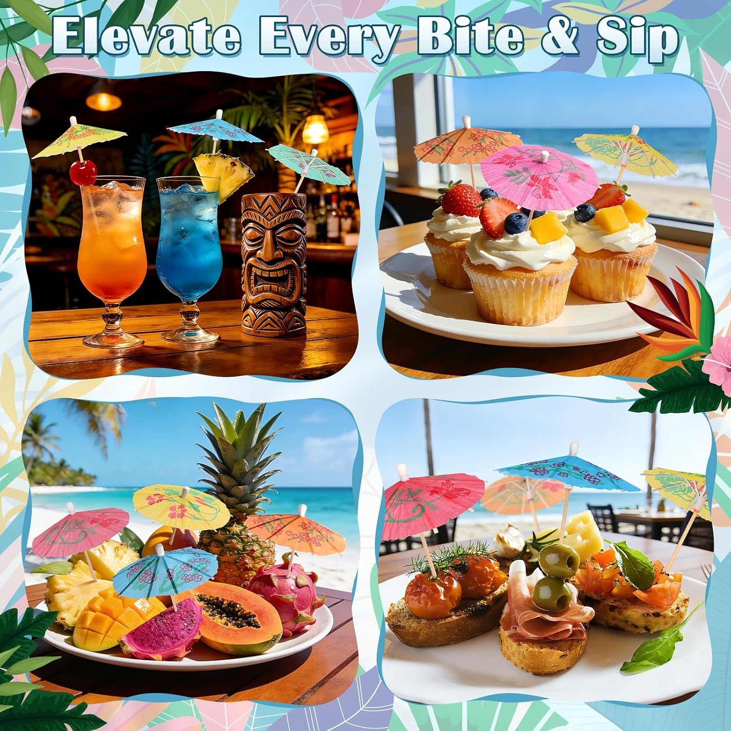 cocktail-umbrellas-for-drinks-garnish-mini-paper-umbrellas-cocktail-picks-4-inch-tiny-umbrella-toothpicks-fruit-sticks-summer-tropical-hawaiian-luau-tiki-party-decorations-bar-accessories-54-pcs