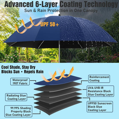 2 PACK Beach Umbrella with Clamp, 360 ° Adjustable Umbrellas for Chair, UPF50+ Umbrella for Beach Chair, Patio Chair, Wheelchair, Camping Chair, Golf Carts (Chair Not Included)2