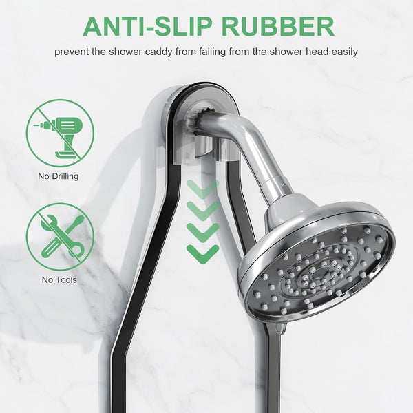 Shower Caddy Hanging,Rustproof Anti-Swing Shower Organizer4