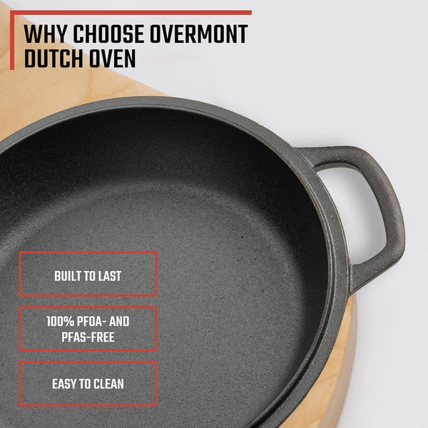 7QT Double Dutch Oven - 2-In-1 Pre-Seasoned Cast Iron Pot & Recipe | Skillet Lid Doubles as Frying Pan, Heavy Duty Cast Iron Pot with Handle Covers, for Sourdough Baking Frying Outdoor Camping6