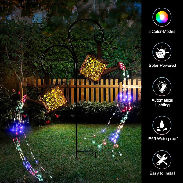 Solar Watering Can Lights Outdoor with 8 Multi-Color Changing Modes, IP65 Waterproof Landscape Light Garden Decor, One Pole Two Lights outside Decorations for Lawn, Backyard, Patio, Chrismas2