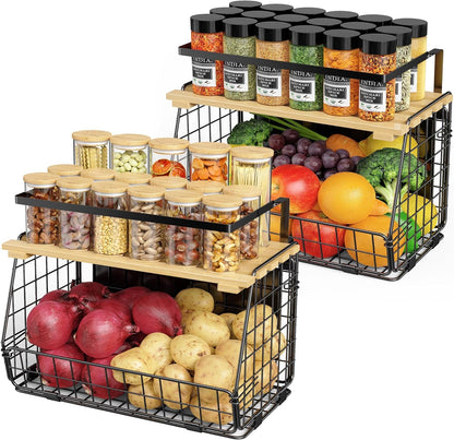 2 Pack Magnetic Shelf for Fridge, Fruit Potato Onion Storage Bins1