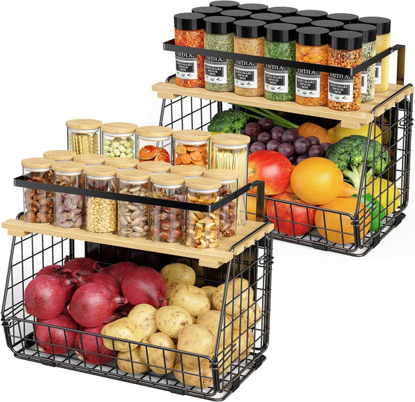 2 Pack Magnetic Shelf for Fridge, Fruit Potato Onion Storage Bins1