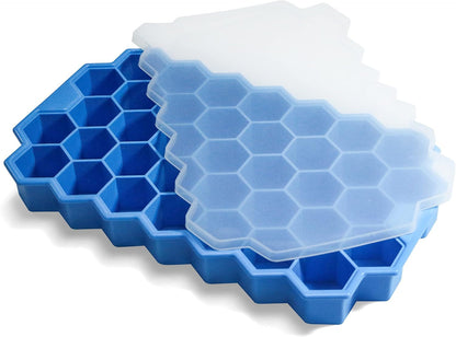 Ice Cube Trays for Freezer with Lid-37 Grid Silicone for Small Ice Cube Molds,Easy-Release Reusable in Organizer Bins or Ice Bucket for Cocktail Bar or Iced Coffee Cup1