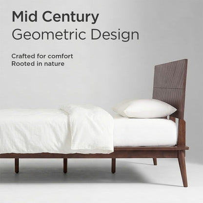 Loki Solid Wood Platform Bed Full, Chevron Headboard, Espresso3