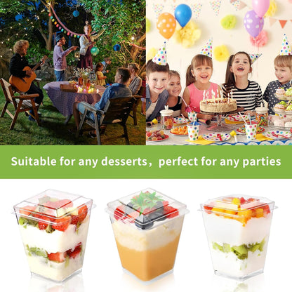 5 Oz Plastic Dessert Cups with Lids and Spoons, Yogurt Parfait Appetizer Cups for Party, Mini Dessert Shooters for Pudding and Fruit 20 Pack (60-Piece)7