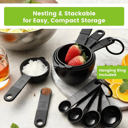 Black Magnetic Measuring Cups & Spoons - 9 Pcs - Nesting Design5