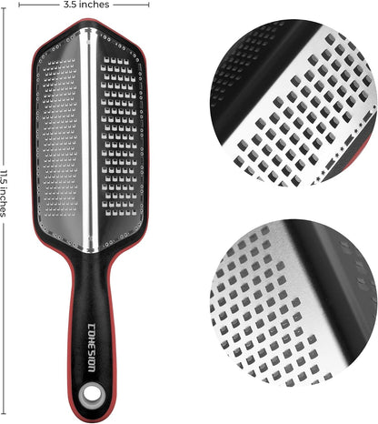 Zester Grater for Kitchen with Double-Sided - Kitchen Lemon Zester Tool for Cheese, Citrus, Garlic, Ginger, Nutmeg, Chocolate, Fruits, Vegetables with Sharp Premium Stainless Steel Blade, Red7