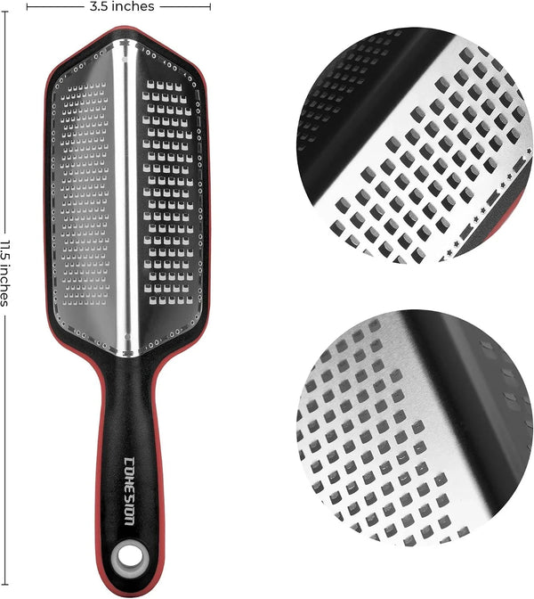 Zester Grater for Kitchen with Double-Sided - Kitchen Lemon Zester Tool for Cheese, Citrus, Garlic, Ginger, Nutmeg, Chocolate, Fruits, Vegetables with Sharp Premium Stainless Steel Blade, Red7