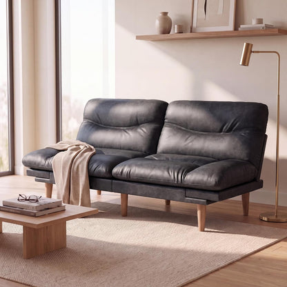 Futon Sofa Bed, 66'' Loveseat with Adjustable Armrest & Backrest1