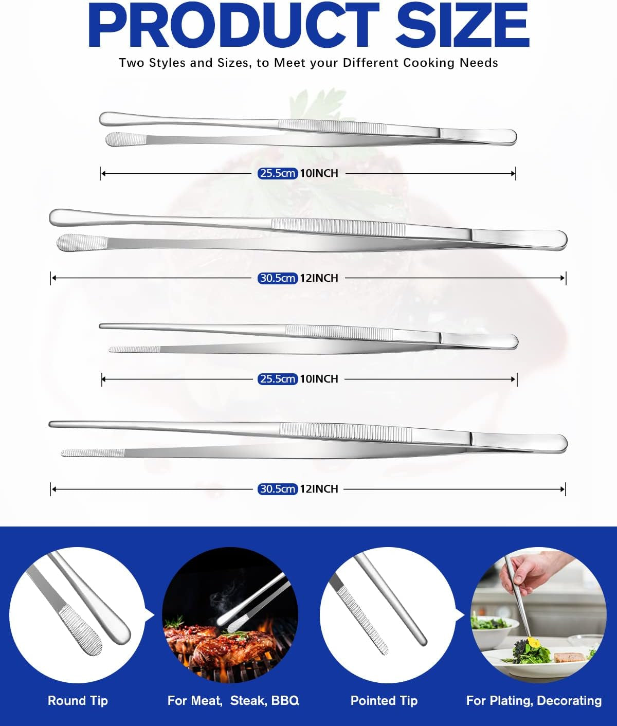 4-pcs-fine-long-tweezer-tongs-professional-silver-12-and-10-stainless-steel-for-kitchen-food-cooking-repairing-sea-food-and-bbq