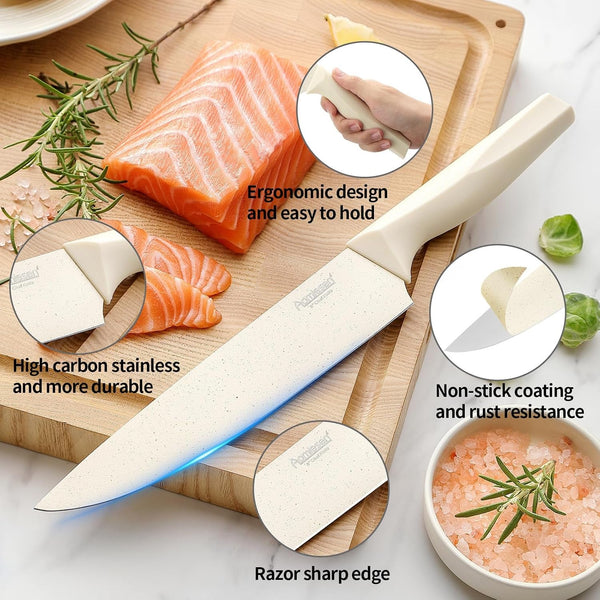 Premium Quality 8-Piece Knife Set with Block, Lightweight and Strong, ﻿ Ergonomic Handles for Home,Dishwasher Safe ﻿6