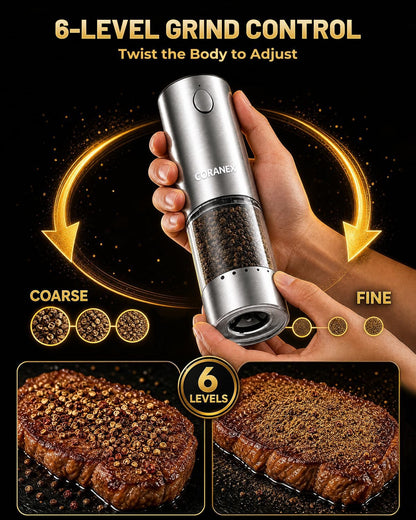 Electric Salt and Pepper Grinder Set，6-Level Adjustable Coarseness3