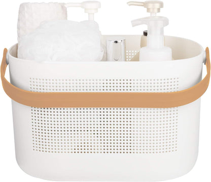 Plastic Portable Shower Caddy Basket, Storage Organizer with Handle, Yellow1