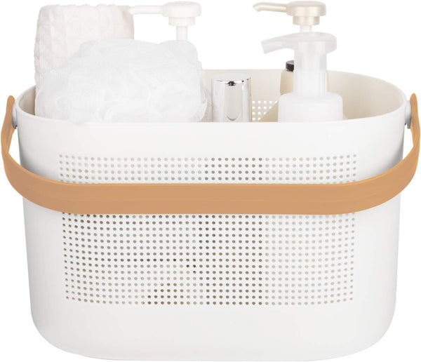 Plastic Portable Shower Caddy Basket, Storage Organizer with Handle, Yellow1