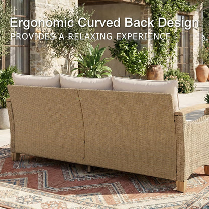 6-Piece Patio Wicker Conversation Set, Outdoor Sofa & Swivel Chairs6