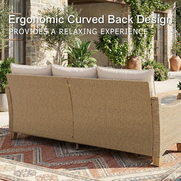 6-Piece Patio Wicker Conversation Set, Outdoor Sofa & Swivel Chairs6