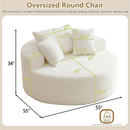 55''Oversized round Chaise Longue Chair Indoor, Boneless Chair round Couch2