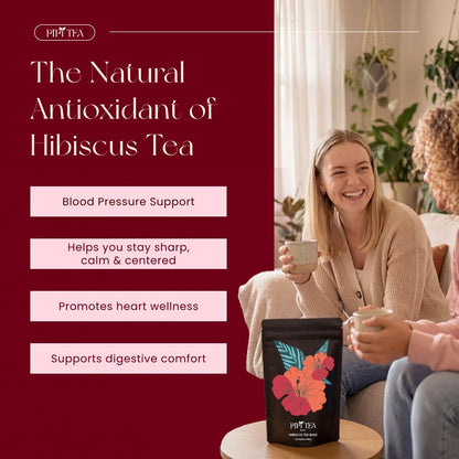 Organic Hibiscus Tea Bags – Caffeine Free Herbal Tea Rich in Antioxidants, Non-Gmo & Vegan, Sourced from Premium Hibiscus Flowers for Daily Wellness & Heart Health Support, 60G3