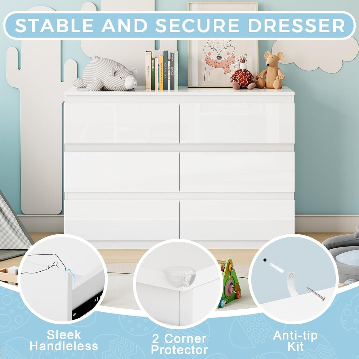 white-dresser-for-bedroom-wood-6-drawer-modern-high-gloss