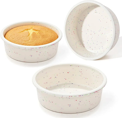 6 Inch round Cake Pan Set, 3 Pack Silicone Mold with Metal Frame | Great for Multiple Cake Creations, Cheesecake, Desserts and Everyday Baking with Easy Cleanup1