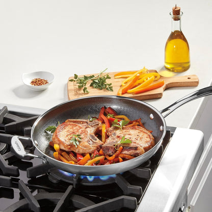 Fusionplus Hybrid Stainless Steel Pan, Nonstick & Oven Safe, 12” | Stainless Steel Pan with Ceramic, Non Stick Frying Pan for Searing/Browning, Induction and Oven Safe to 500°F, FPS22-30H2