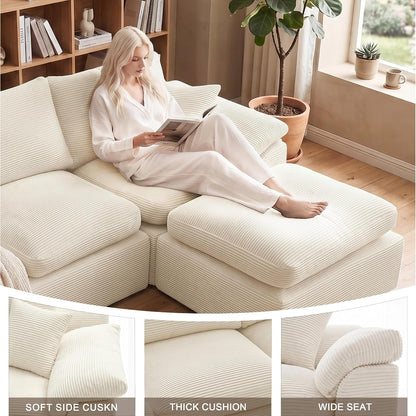 Cloud Sectional Couch, Boneless Couches for Living Room, Beige6
