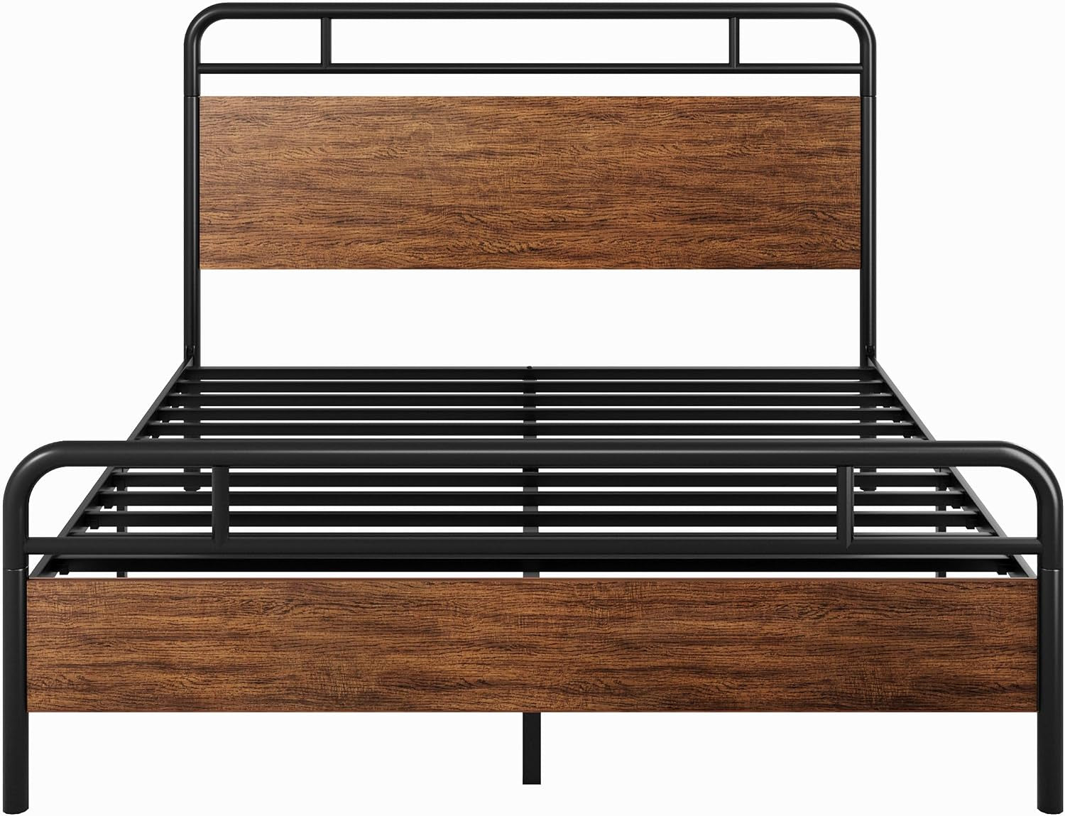 full-size-industrial-bed-frame-with-wood-panels-walnut