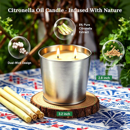 Citronella Candles Outdoor, Double Wick, 160 Total Burn Hours, 4 Pack2