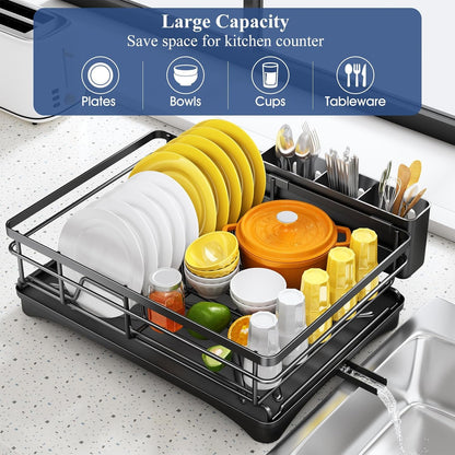 Dish Drying Rack for Kitchen Counter, 11.8" W X 16.7" L, Black2