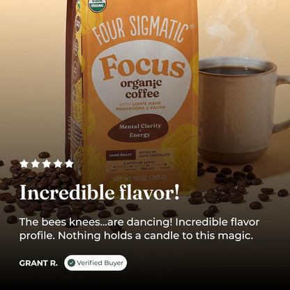 Four Sigmatic Dark Roast Organic Whole Bean Coffee | Gourmet Nootropic Mushroom Coffee Beans with Lion'S Mane & Chaga Mushrooms for Enhanced Brain Function and Immune Support | 12Oz10