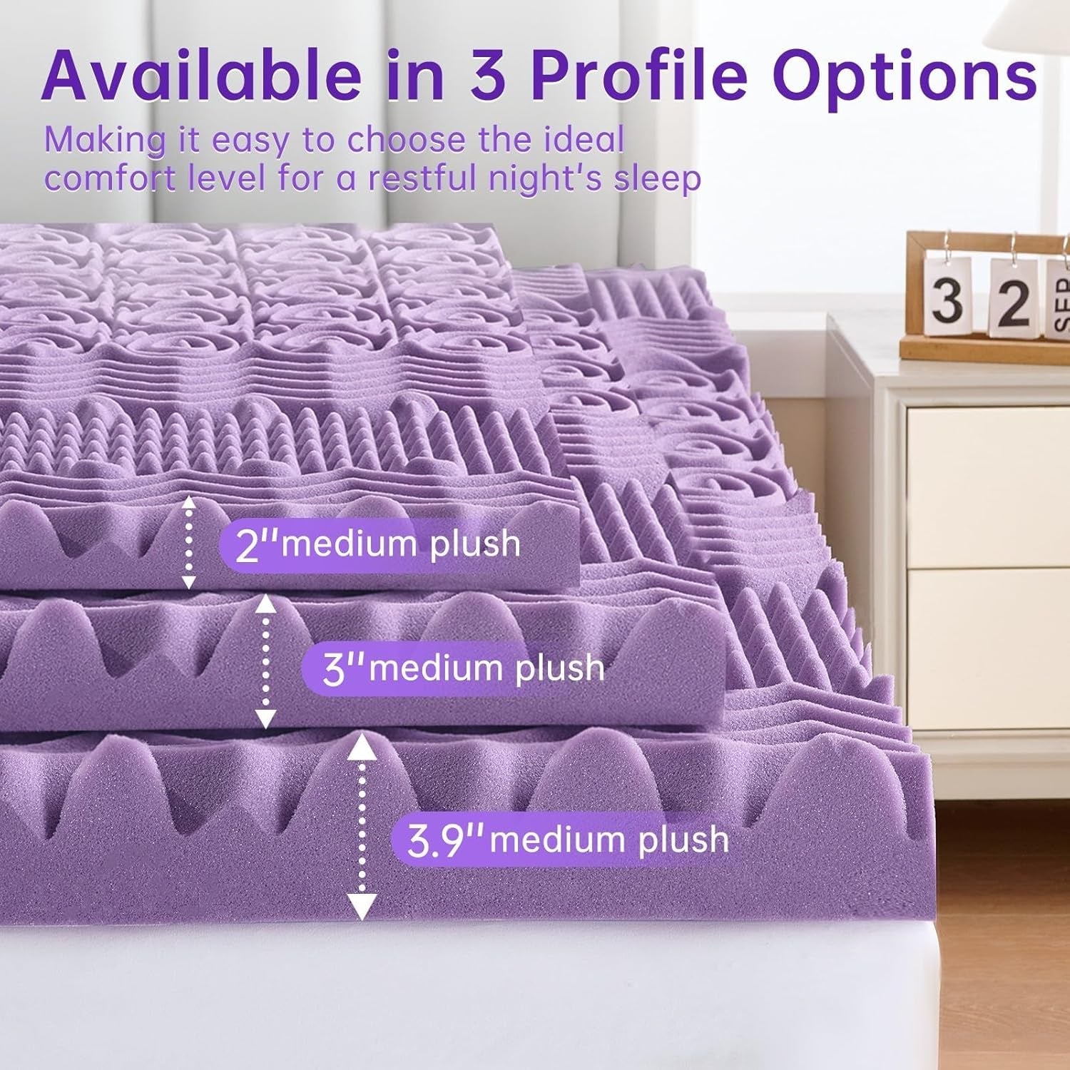 3-inch-7-zone-queen-mattress-topper-egg-crate-memory-foam-mattress-topper-queen-size-for-back-pain-lavender-gel-infused-bed-pad-certipur-us-and-oeko-tex-certification-60-80