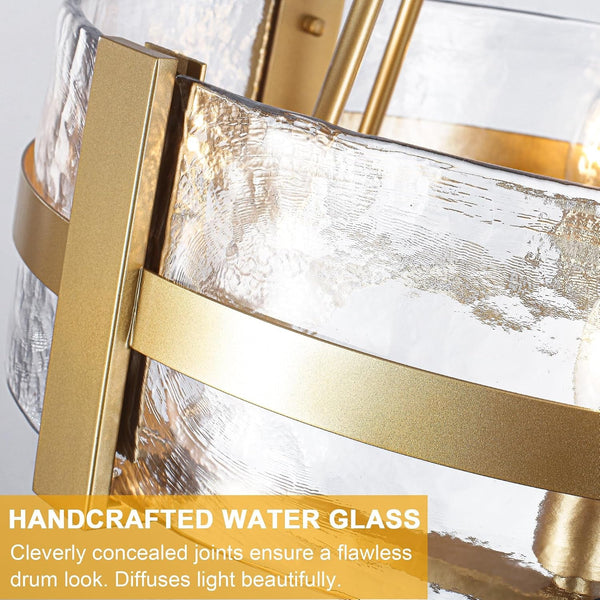 20.5" Gold Glass Dining Room Chandeliers Modern, Farmhouse Drum Chandelier7