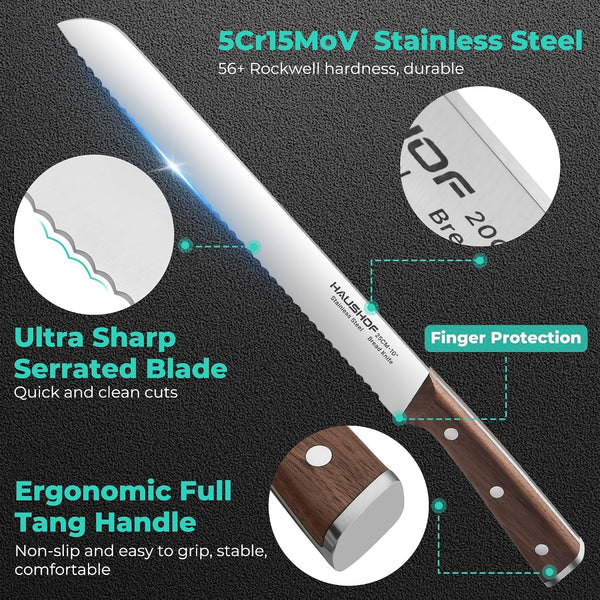 Bread Knife with Sheath, 10-Inch Bread Knife for Homemade Bread2