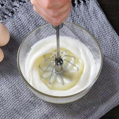Stainless Steel Semi-Automatic Whisk,Egg Whisk Hand Push Rotary Blender | Versatile Hand Push Mixer Stirrer Tool,For Cooking Kitchen Home Egg Milk,10 Inches3