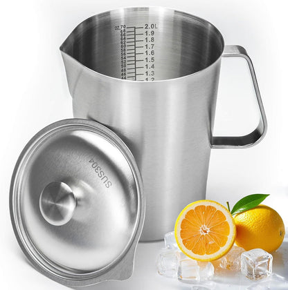 Stainless Steel Pitcher with Lid & Handle, 70 Oz/2000+ Ml1