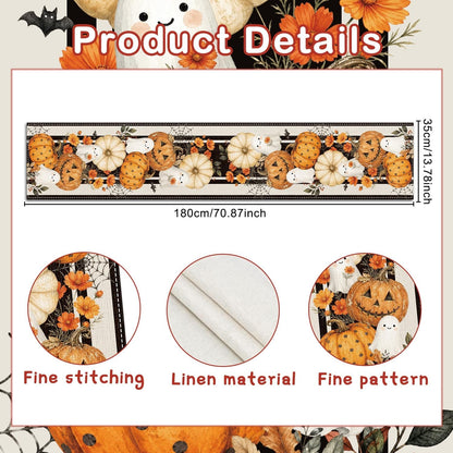 Halloween Spider Web Pumpkin Ghost Table Runner Party Decorations2
