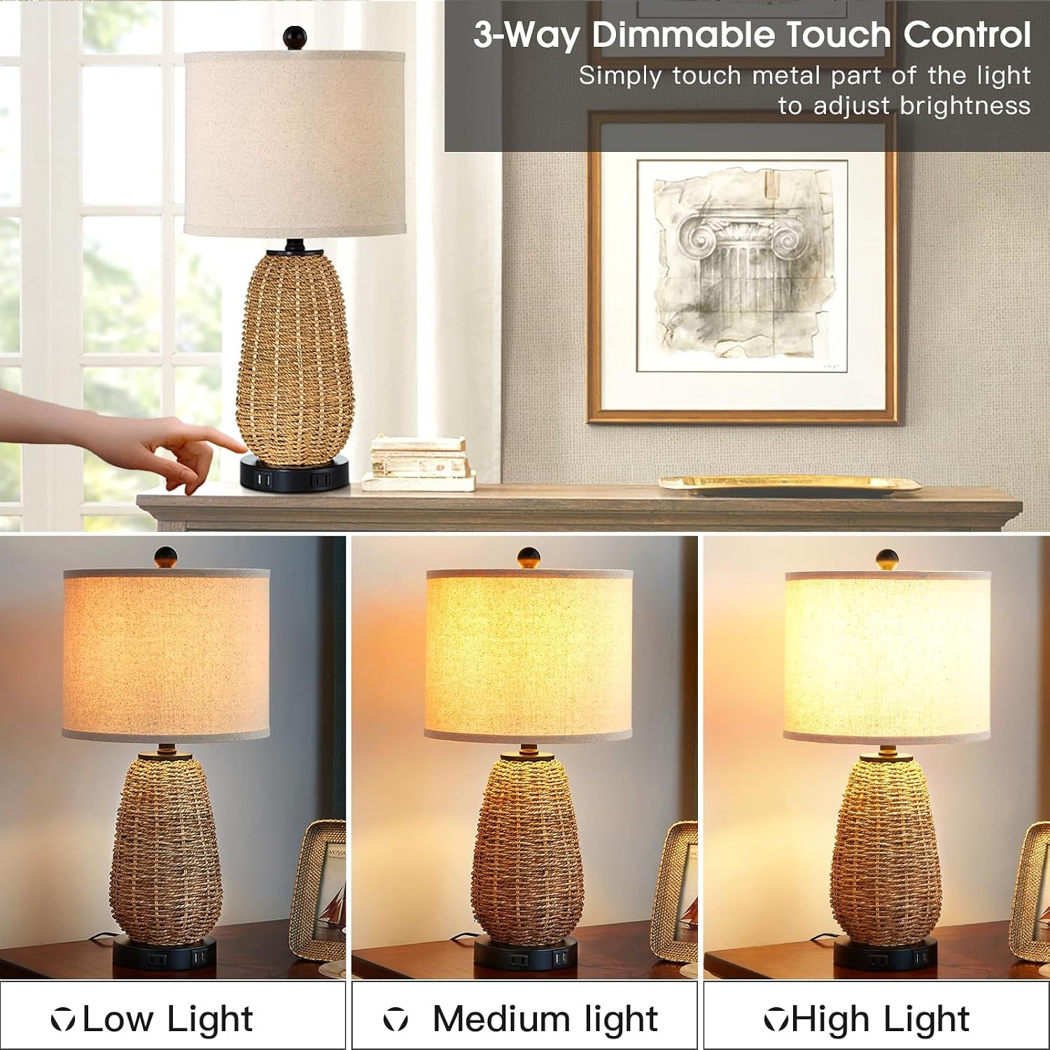 touch-control-rattan-table-lamp-3-way-dimmable-bedside-lamp-for-bedroom-with-2-usb-ports-and-ac-outlet-nightstand-lamps-for-living-roomled-bulbs-included-grass-1pk