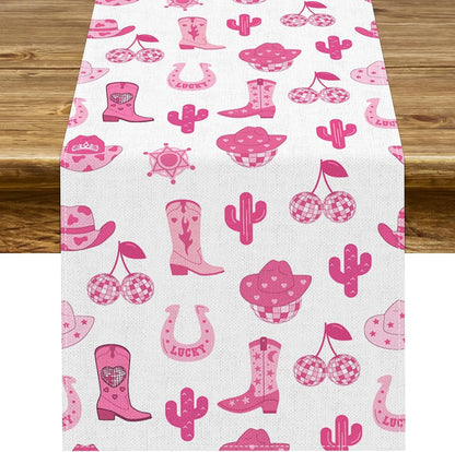 Cowgirl Table Runner Western Last Rodeo Bachelorette Cowgirl Theme Birthday Party Kitchen Dining Room Home Decorations1