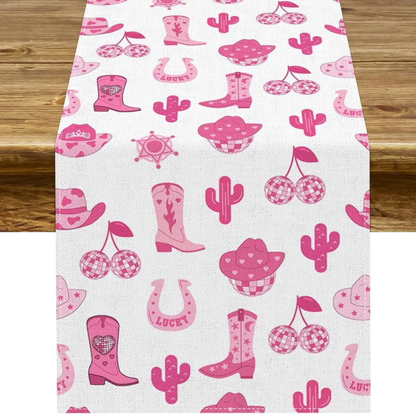 Cowgirl Table Runner Western Last Rodeo Bachelorette Cowgirl Theme Birthday Party Kitchen Dining Room Home Decorations1