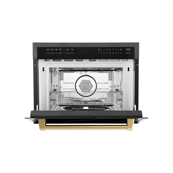 ZLINE Autograph Edition 24" 1.6 Cu Ft. Built-In Convection Microwave Oven in Black Stainless Steel and Gold Accents4