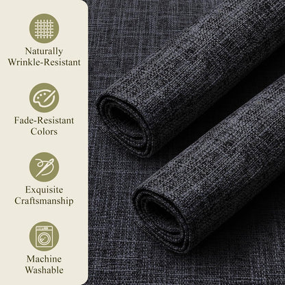 Placemats Set of 8, Dual-Layer Thickened Faux Linen Table Mats, Heat Resistant & Wrinkle-Free, Machine Washable Cloth Place Mats for Kitchen Dining Indoor Outdoor (Dark Gray)5