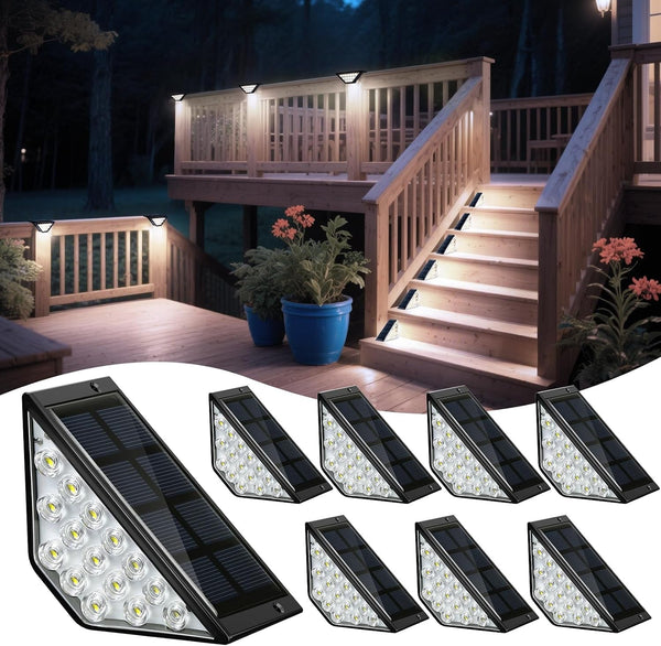 Solar Step Lights for Outside, Solar Stair Lights Outdoor Waterproof, Deck Step Lights for Fence, Patio, Yard, Porch, Front Door, Sidewalk, Garden, Patio Decor (8, Cool White)1
